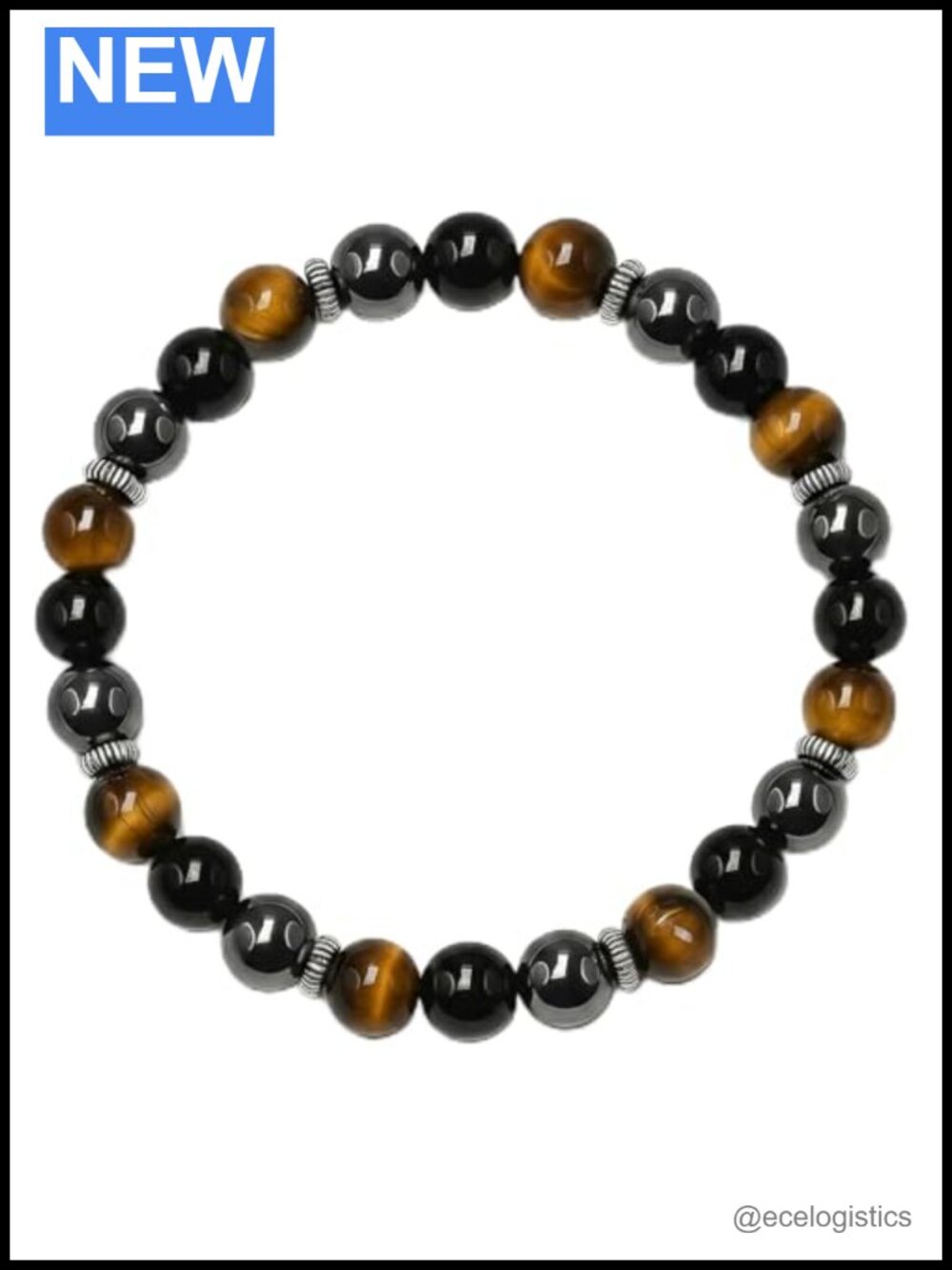 Extra Strength Energy Protection Bracelet, Tiger's Eye, Hematite, Black